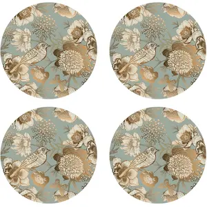 Floorart - 4 Sets de table ronds oiseau 1 multicolores - D.40 cm T.U pas cher