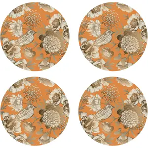 Floorart - 4 Sets de table ronds oiseau 2 multicolores - D.40 cm T.U pas cher