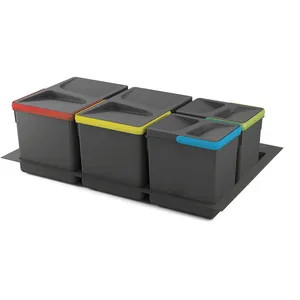 Comparateur de prix : EMUCA Poubelle de tri sélectif cuisine Recycle avec base 2x12L et 2x6L-L800