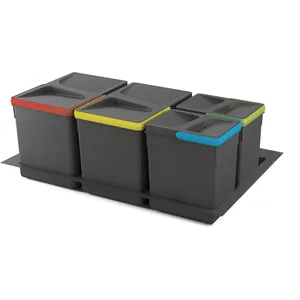 Comparateur de prix : Emuca Poubelle de tri sélectif cuisine Recycle avec base 2x15L et 2x7L-L800
