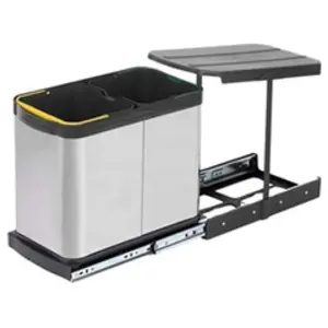 Comparateur de prix : EMUCA - Poubelle de recyclage extraction manuelle 2 bacs 12 litres Recycle