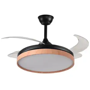 bel-air-home Bel Air Cosmos Mini Ventilateur de Plafond 48W 91cm 4 Pales Rétractables Noir/Bois pas cher