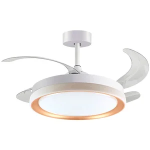 bel-air-home Bel Air Kigali Ventilateur de Plafond avec Lumière et Télécommande 72W Pales Rétractables 108cm Blanc/Or