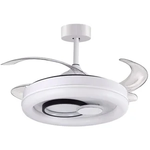 bel-air-home Bel Air Hersa Ventilateur de Plafond avec Lumière et Télécommande 116W 108cm 4 Pales Rétractables Blanc