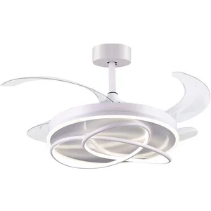 bel-air-home Bel Air Atlas Ventilateur de Plafond avec Lumière et Commande 80W 108cm 4 Pales Rétractables Blanc pas cher