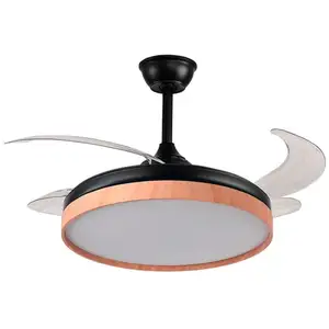 bel-air-home Bel Air Cosmos Ventilateur de Plafond avec Lumière et Télécommande 72W Pales Rétractables 108cm Noir/Hêtre pas cher
