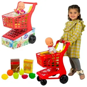 JuguetesFantasia.com Vicam Toys Caddie De Supermarché Avec Nourriture Et Poupée 2x1 Assorti pas cher