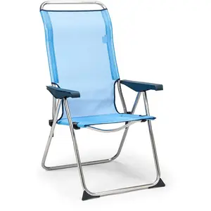Comparateur de prix : Chaise de Plage Pliante Solenny 5 Positions Dossier Anatomique Bleu