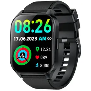 Montre intelligente cool Amoled incurvée en silicone noir
