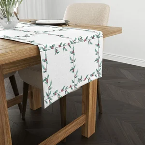 Chemin de table - BL BELUM - White Christmas 1 - Multicolore - Velours - Blanc pas cher