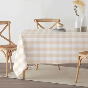 Comparateur de prix : BL BELUM Nappe anti-taches vichy jaune et blanc 155x155 cm