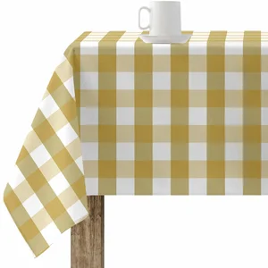 Belum Nappe enduite antitache Cuadros Moutarde 140 x 140 cm Carreaux TU pas cher