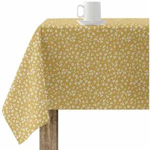 BL BELUM Nappe anti-taches jaune à fleurs blanches 100x155 cm