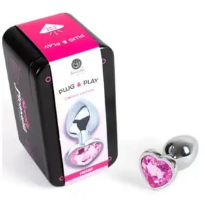 Secret Play Metal Butt Plug Corazón Fucsia Talla S 7cm 1ud pas cher