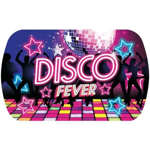 Comparateur de prix : Grand Plateau plastique rigide rectangle 24x39cm, Disco Fever