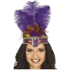 Non communiqué couronne strass longues plumes lilas adulte - guirca 13090Vendu parfnac