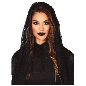 Fiestas Guirca Voile - Accessoire - Noir - Tissu imitation dentelle - Déguisement Halloween - Femme pas cher