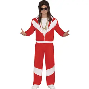 FIESTAS GUIRCA Déguisement survêtement rouge et blanc pour homme - Costume des années 90 - Costume de jogging des années 80 pour homme Taille L 52-54Vendu parfnac