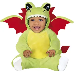 FIESTAS GUIRCA | Costume de Dragon Bébé (18-24 Mois) - Inclut Ailes, Cagoule, Queue et Combinaison - Costumes d'Animaux pour Halloween et Fêtes Enfantines - Idéal pour Bébé Unisexe - Vert et RougeVendu paramazon