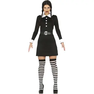 Comparateur de prix : FIESTAS GUIRCA Déguisement Jeudi Fille Famille Gothique - Robe Courte Noire Femme Adulte Taille M 38-40