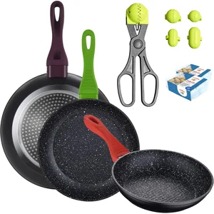 San Ignacio Lot de 3 poêles de 20/24/28 cm en aluminium forgé + ustensile multifonction avec 4 moulets interchangeables et 40 plateaux de conservation pas cher