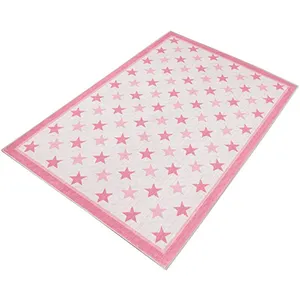 Comparateur de prix : Tapis salon en polyester Rose étoiles - 100x150cm - Rose - Wellhome
