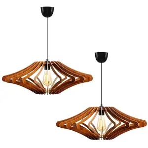 Wellhome - Ensemble de 2 lampes de plafond 55 cm en noyer, type e 27 M...Vendu parcarrefour