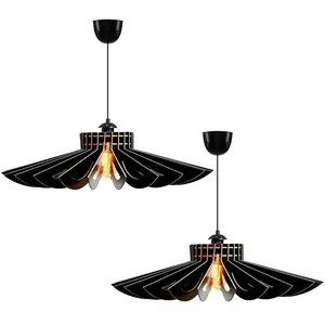 Ensemble de 2 lampes de plafond 45 cm. Noir, type e 27 max 45 - 60 w - Noir - WellhomeVendu parcarrefour