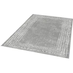 WellHome Tapis salon en polyester Aztèque Grise - 100x200cm pas cher