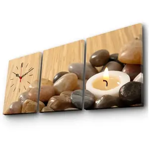 Wellhome - Horloge murale décorative en toile (3 pièces) dans le style zen pas cher