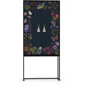 RNT by Really Nice Things Buffet armoire 2 portes en MDF imprimé floral vert et mauve pas cher