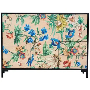 RNT by Really Nice Things Buffet bas 2 portes 4 tiroirs MDF imprimé floral