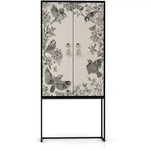 RNT by Really Nice Things Buffet armoire 2 portes en MDF imprimé blanc grisâtre et noir