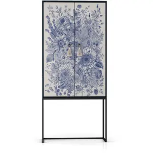 RNT by Really Nice Things Buffet armoire 2 portes en MDF imprimé floral bleu pas cher
