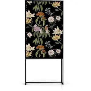 RNT by Really Nice Things Buffet armoire 2 portes en MDF imprimé floral fond noir pas cher