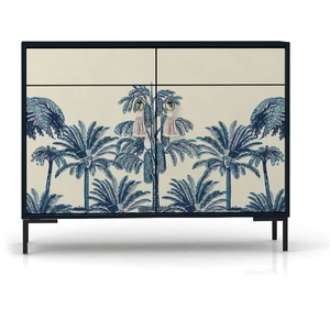 RNT by Really Nice Things Buffet en MDF 2 portes et 2 tiroirs imprimé tropical pas cher
