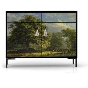 RNT by Really Nice Things Buffet en MDF 2 portes 2 tiroirs imprimé bucolique forêt pas cher