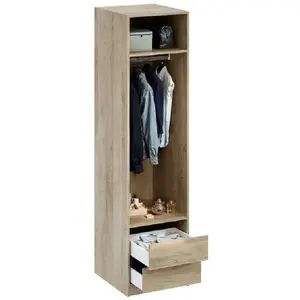 Dressing AUCUNE 1 élément 50 x 57 x 200 cm finition chêne 2 tiroirs pas cher