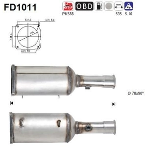 AS Filtre à particules / à suie, échappement FD1011 pas cher