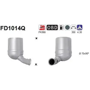Comparateur de prix : AS Filtre à particules / FAP pour PEUGEOT: 207, Partner, 5008, 3008, 307, 206, 308, 407, 1007 & CITROËN: Berlingo, C4, C3, C4 Picasso (Ref: FD1014Q)