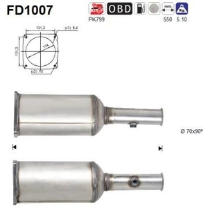 Comparateur de prix : AS Filtre à particules / FAP pour PEUGEOT: 407 & CITROËN: C5 (Ref: FD1007)