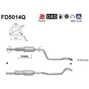 AS Filtre à particules / FAP pour OPEL: Zafira & VAUXHALL: Zafira (Ref: FD5014Q) pas cher