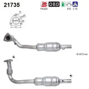 AS Catalyseur pour VAUXHALL: Astra, Zafira & OPEL: Zafira, Astra (Ref: 21735) pas cher