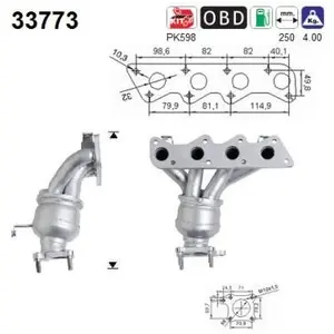 AS Catalyseur pour SEAT: Cordoba, Ibiza, Arosa & VOLKSWAGEN: Polo, Lupo (Ref: 33773) pas cher