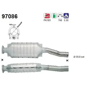 AS Catalyseur pour VOLVO: 940, 740, 960 (Ref: 97086) pas cher