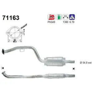 AS Catalyseur pour MERCEDES-BENZ: Classe E, Classe CLK, Classe C (Ref: 71163) pas cher