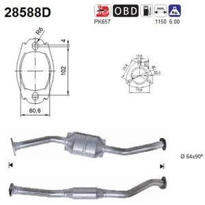 AS Catalyseur pour FIAT: Ducato & CITROËN: Jumper, Relay & PEUGEOT: Boxer (Ref: 28588D) pas cher