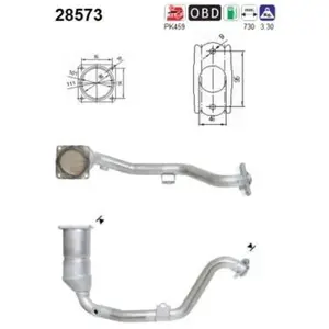 AS Catalyseur pour PEUGEOT: 307 & CITROËN: C4 (Ref: 28573) pas cher