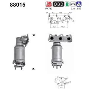 AS Catalyseur pour SKODA: Fabia & VOLKSWAGEN: Polo, Fox (Ref: 88015) pas cher