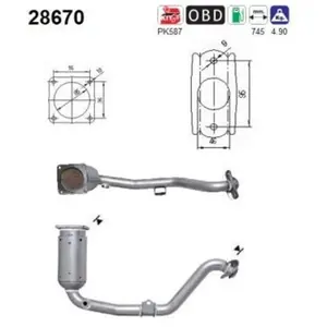 AS Catalyseur pour PEUGEOT: 307 (Ref: 28670) pas cher